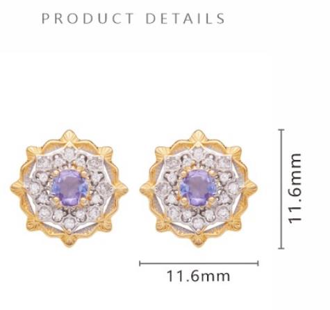 Natural Garnet Tanzanite Sapphire Topaz and Other Colorful Gemstone Stud Earrings